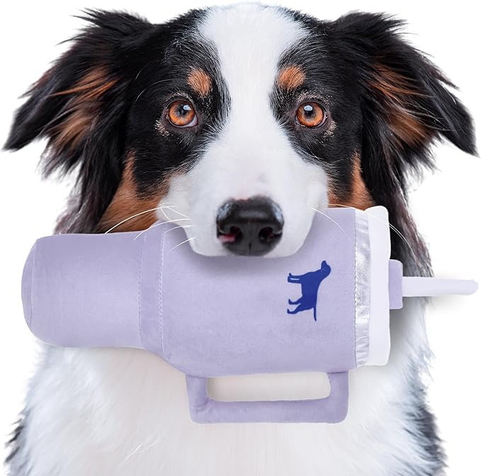 Pup Cup Tumbler Dog Toy – Birthday Dog Toy, Funny Squeaky Plush Puppy Gift, Cute Birthday Present (Lavender Purple)