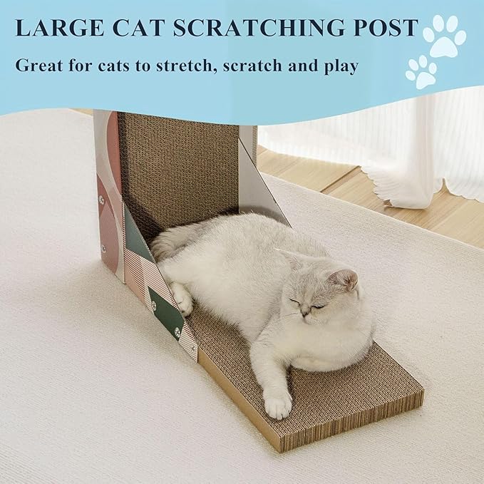 L-Shaped Cat Scratcher, Vertical Cat Scratcher Scratching Posts for Indoor Cats, Durable Scratch Pad with Shreds Collection Function, Cats Bed