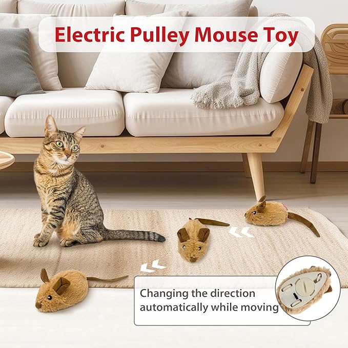 PETGEEK Gigwi Interactive Cat Toys for Indoor Cats, Moving Toy for Bored Indoor Adult Cats, Automatic Electronic Moving Mouse Cat Toys with Realistic Squeaky, Kitten Toys for Hunting Play Exercise