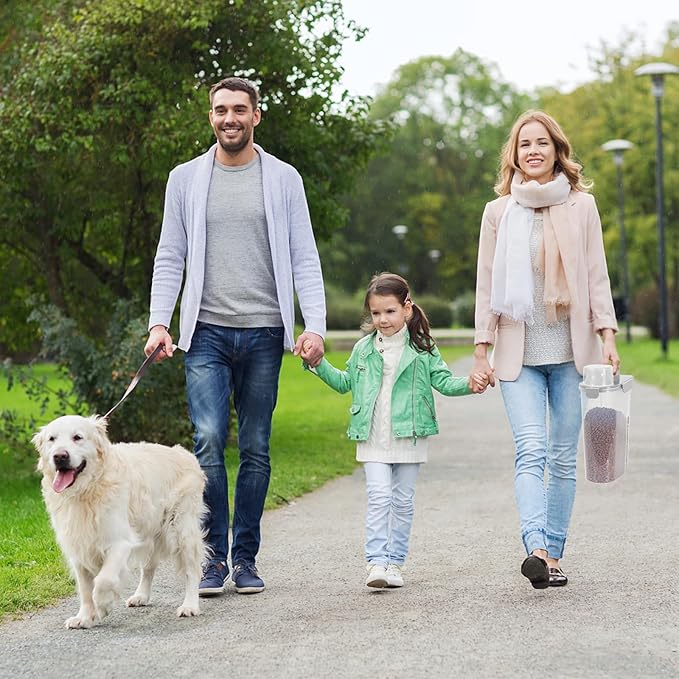 5-7Lbs Dog Cat Food Storage Container with Upgraded Large Nozzle BPA-free, 4 Snap Seals Plastic Pet Food Storage Containers with Handles (2, Light Gray, 5L)