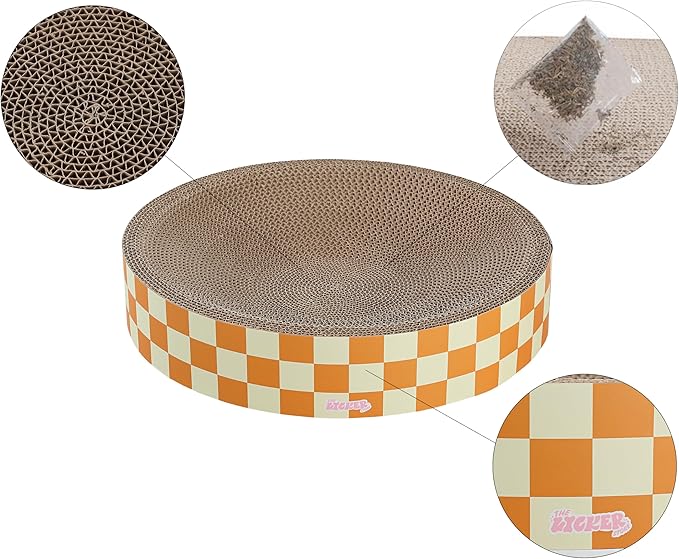 CSR1010G Nelson 20.13" Modern Cardboard Round Bowl Cat Scratcher with Catnip, Citrus