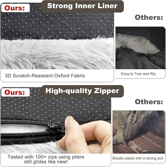 Cat Couch Bed for Indoor Cats, Calming Pet Sofa Puppy Sleeping Bed with Removable Washable Cover, Cute Dog Couch and Kitty Lounge Chair for 18lbs Cat & Small Dog(Plush Gray)