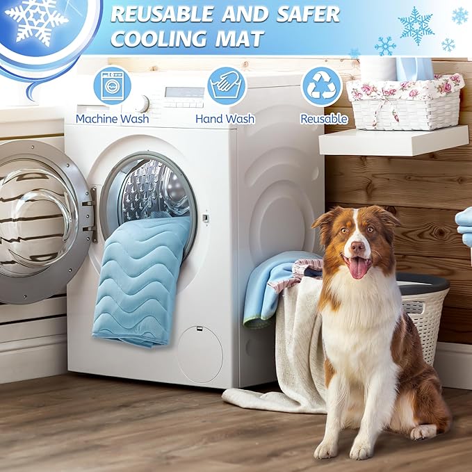Summer Dog Cooling Mat,Washable Ice Silk Self Cool Pad for Small Medium Large Dogs and Cats, Indoor Outdoor Pet Sleeping Pad for Crate, Kennel, Bed, Sofa or Car Seats (36" x 23")