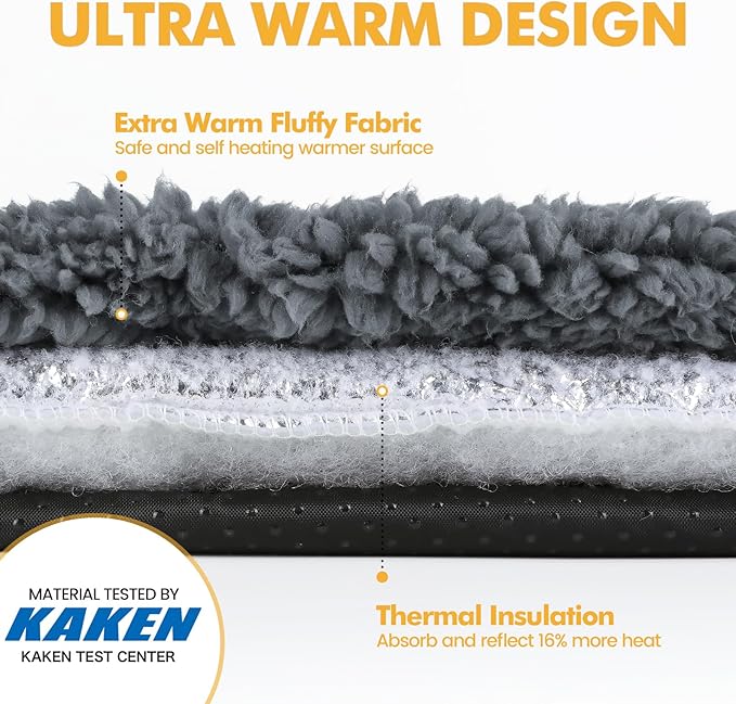 Self Warming Cat Bed Self Heating Cat Dog Mat 24 x 18 inch Extra Warm Thermal Pet Pad for Indoor Outdoor Pets with Removable Cover Non-Slip Bottom Washable Non Electric