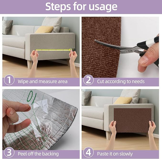 Cat Scratch Mat 120 "x15.8, Cat Scratch Sofa Furniture Protector, Trimmable Self-Adhesive Cat Scratch Pad for Decorating Cat Towers, DIY Cat Tree Shelf, Walls and Climbing Frames (Brown)