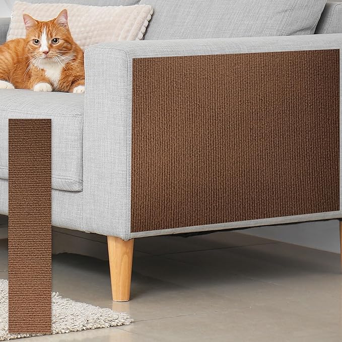 uxcell Self-Adhesive Cat Scratching Mat, 1 Roll 78.7" x 15.8" Couch Protector from Cat Claws for DIY Sofa, Wall, Doors, Cut Anti Cat Scratch Pad Carpet Mat, Brown