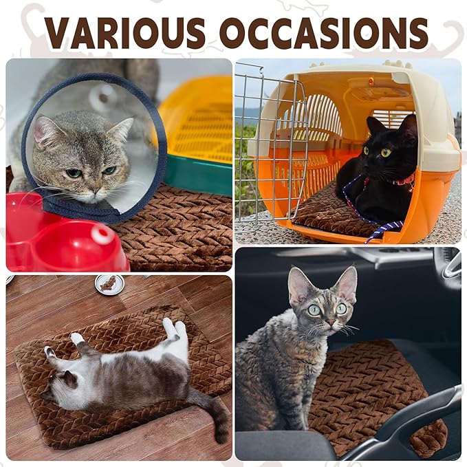 4 Pack Self Heating Cat Pad 16 x 20 Inch Self Warming Cat Bed Non Slip Warm Dog Pad Mat Washable Pet Kennel Crate Bed Mat for Indoor Outdoor Pets(Dark Coffee,16 x 20 Inch)
