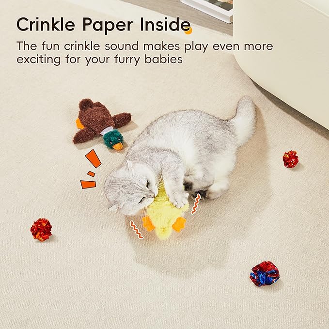 Potaroma Cat Toys Catnip Crinkly Sound 2 Pcs, Mess-Free Stuffless Kitten Toy, Durable Feline Bite Interactive Kicker Toys for Cat Indoor Exercise 6.5 Inches