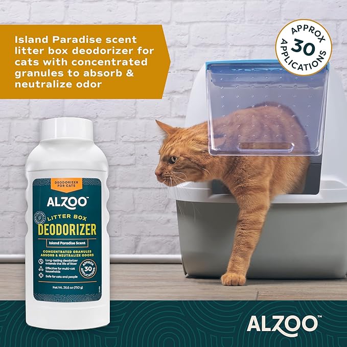 Cat Litter Deodorizer, Concentrated Granules Absorb & Help Neutralize Odors, 100% Plant-Based Active Ingredients, Up to 30 Uses, Island Paradise Scent, 26.6 Oz.