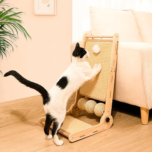 Adjustable Angle-Cat Scratcher, L Shape Cat Scratching Post，Cat Scratchers for Indoor Cats Scratch Pad with Natural Sisal，Cat Scratching Board Furniture Protector（27.5"X16.3"X6.3"）