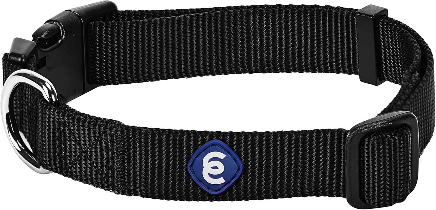 Blueberry Pet Essentials Small Dog Collar in Black | Adjustable & Eco-Friendly Durable Nylon Strap | Classic Collar for Small Dogs, Boy & Girl Pets