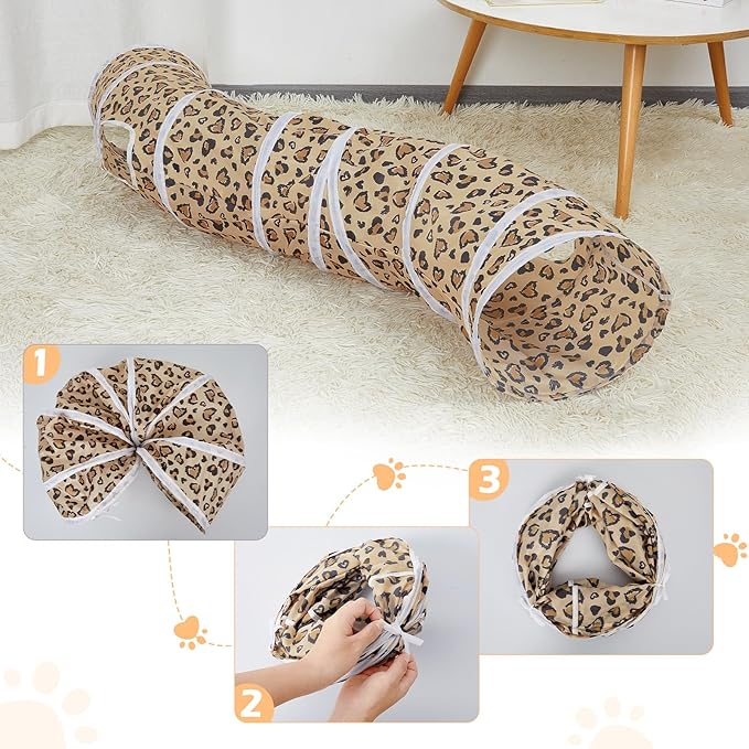 Glittme Cat Tunnel, Cat Tunnels for Indoor Cats, S-Shape Cats Cave with Cat Toys, Foldable Cat Tubes and Tunnels for Cats, Rabbit, Puppy, Guinea Pig