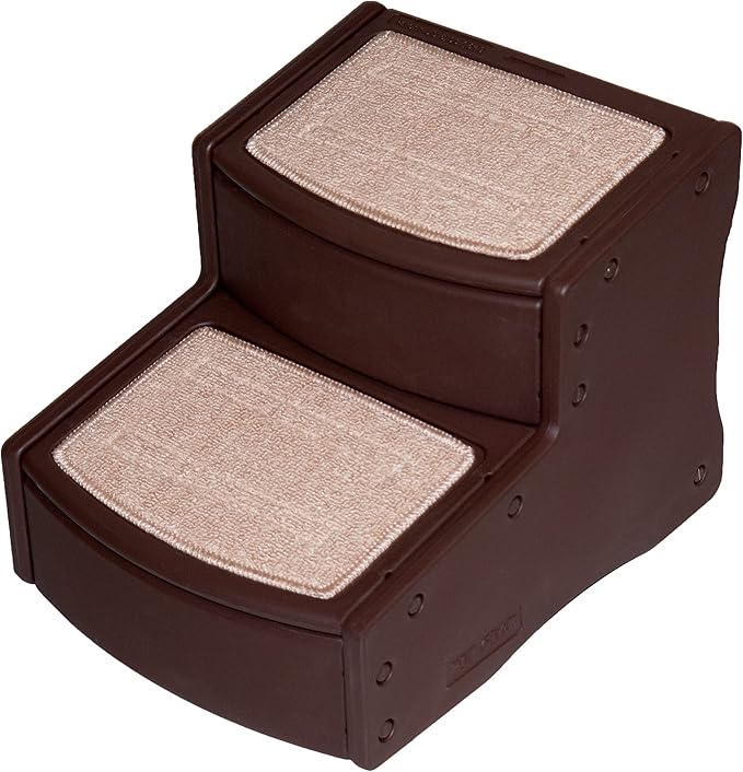 Pet Gear Easy Step II Pet Stairs, 2 Step for Dogs up to 75-pounds, Portable, Removable Washable Carpet Tread, No Tools Required, Available in 4 Colors