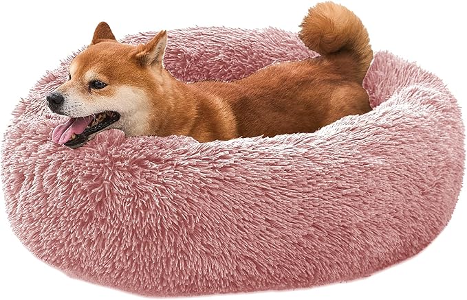 Comfort Donut Dog Bed for Small Dogs, Cat Bed & Pet Bed for Indoor Use, Medium Size with Soft Plush, Round Dog Beds for Large Dogs and Cats