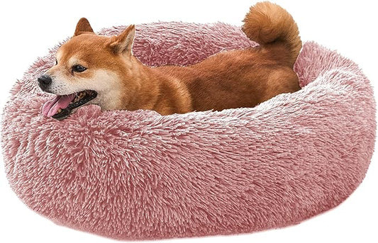 Comfort Donut Dog Bed for Small Dogs, Cat Bed & Pet Bed for Indoor Use, Medium Size with Soft Plush, Round Dog Beds for Large Dogs and Cats