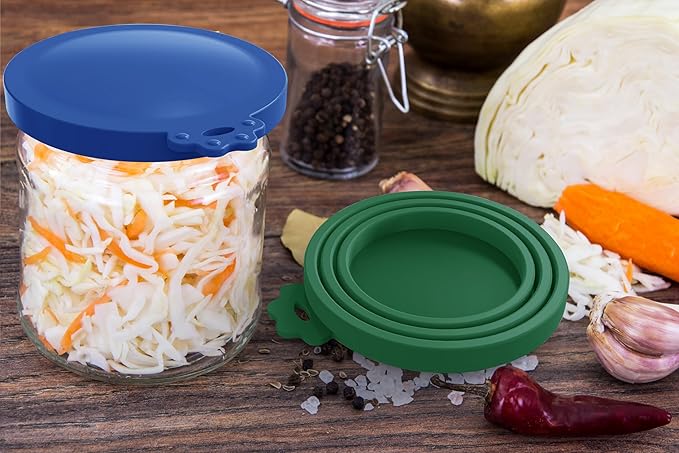 WANBAO Food Can Lids Pet Can Covers 6 Pcs for All Standard Size Dog and Cat Food Can Lids, Mix Color Dark Blue, Dark Green