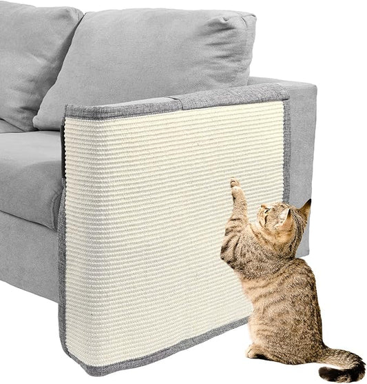 Cat Scratch Couch Protector with Natural Sisal for Protecting Couch Sofa Chair Furniture19.7’’W*23.6’’W(Light Grey/Left Hand)