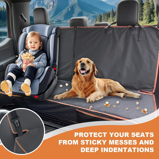 Dog Car Seat Cover for Back Seat, Waterproof PU Leather Bench Seat Covers for Trucks Ford F 150/Ram 1500/Chevy Silverado/GMC Covers, Non-Slip Back seat Pet Cover for Dogs in Car, Easy to Use and Clean