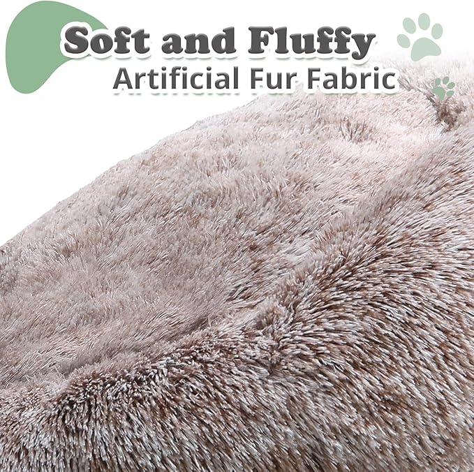 JOLLYVOGUE Dog Bed, Calming Anti-Anxiety Large Dog Bed, Fluffy Donut Cushion for Medium and Large Pets (27"/30"/36")