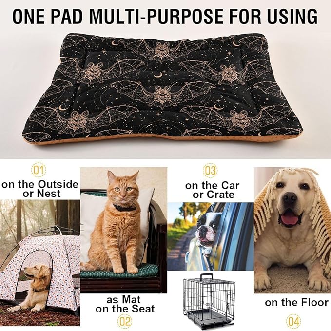 Gothic Bats Moon Pet Bed Cute Dog Bed Mat Absorbing Non Slip Pad Pet Sleeping Mat for Small, Medium, and Large Dogs Puppy Cat 24 in x 18 in