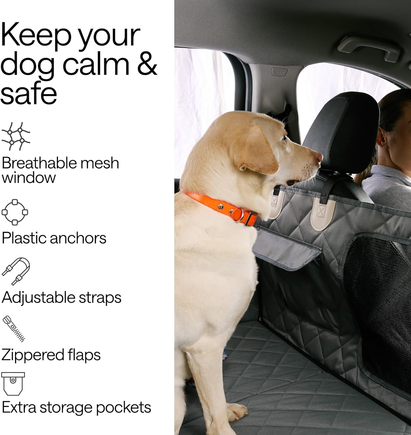 Truck Dog Seat Cover for Back Seat – Hard Bottom Hammock Holds 400lbs – Waterproof Pet Seat Protector for Large Dogs – Back Seat Extender Platform with Storage – Dog Car Seat Cover for Trucks SUV