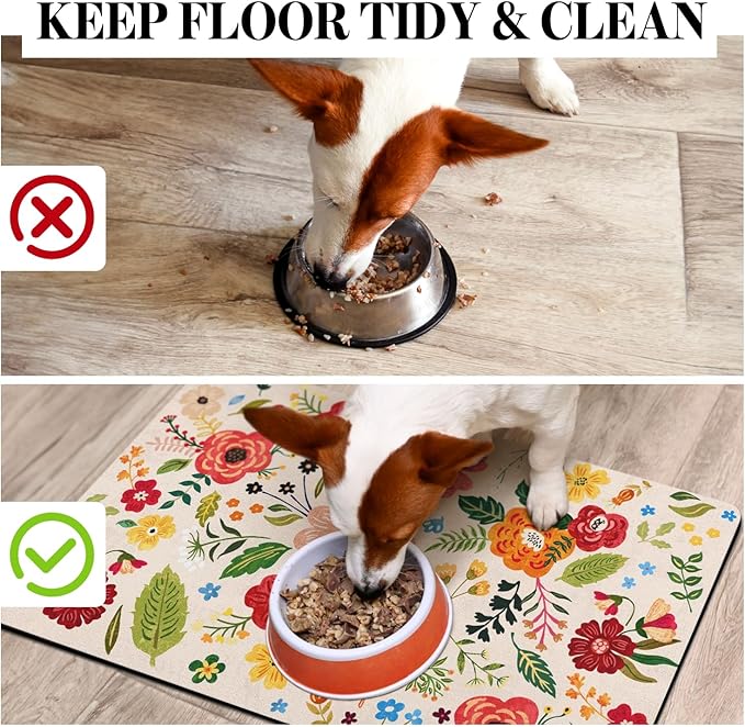 Dog Food Mats for Floors, Absorbent Dog Bowl Mat for Food and Water Dispenser Mat, Quick Dry Cat Food Mat Pet Supplies