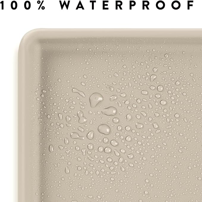 CatGuru Cat Food Mat, Small & Large Pet Feedingd Mat, 100% Waterproof Cat Mats for Food and Water, Silicone Mats for Pet Bowls, Non-Slip Placemat for Water Bowl or Fountain (Large, Sand)