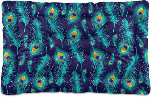 Pet Bed Peacock Feather Dog Bed Mat Absorbing Non Slip Pad Pet Sleeping Mat for Small, Medium, and Large Dogs Puppy Cat 36 in x 24 in