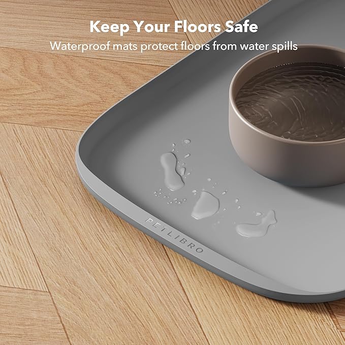 PETLIBRO Pet Mats for Dogs and Cats, Extra Large Dog Bowl Mat for Feeder or Fountain, Non-Slip Waterproof Pet Feeding Mat for PLAF103 Dual Tray, PLAF109, PLAF203 Dual Tray, PLAF301, 22''x16.5''