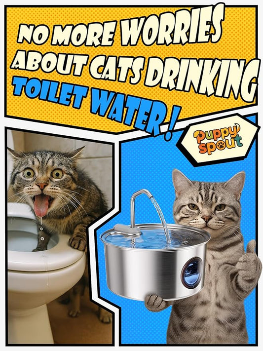 Cat Water Fountain Stainless Steel - 108oz/3.2L Automatic Cat Water Fountain for Drinking with 10PCS Filters, Metal Pet Water Fountain Water Dispenser for Cats, Dogs, Multiple Pets
