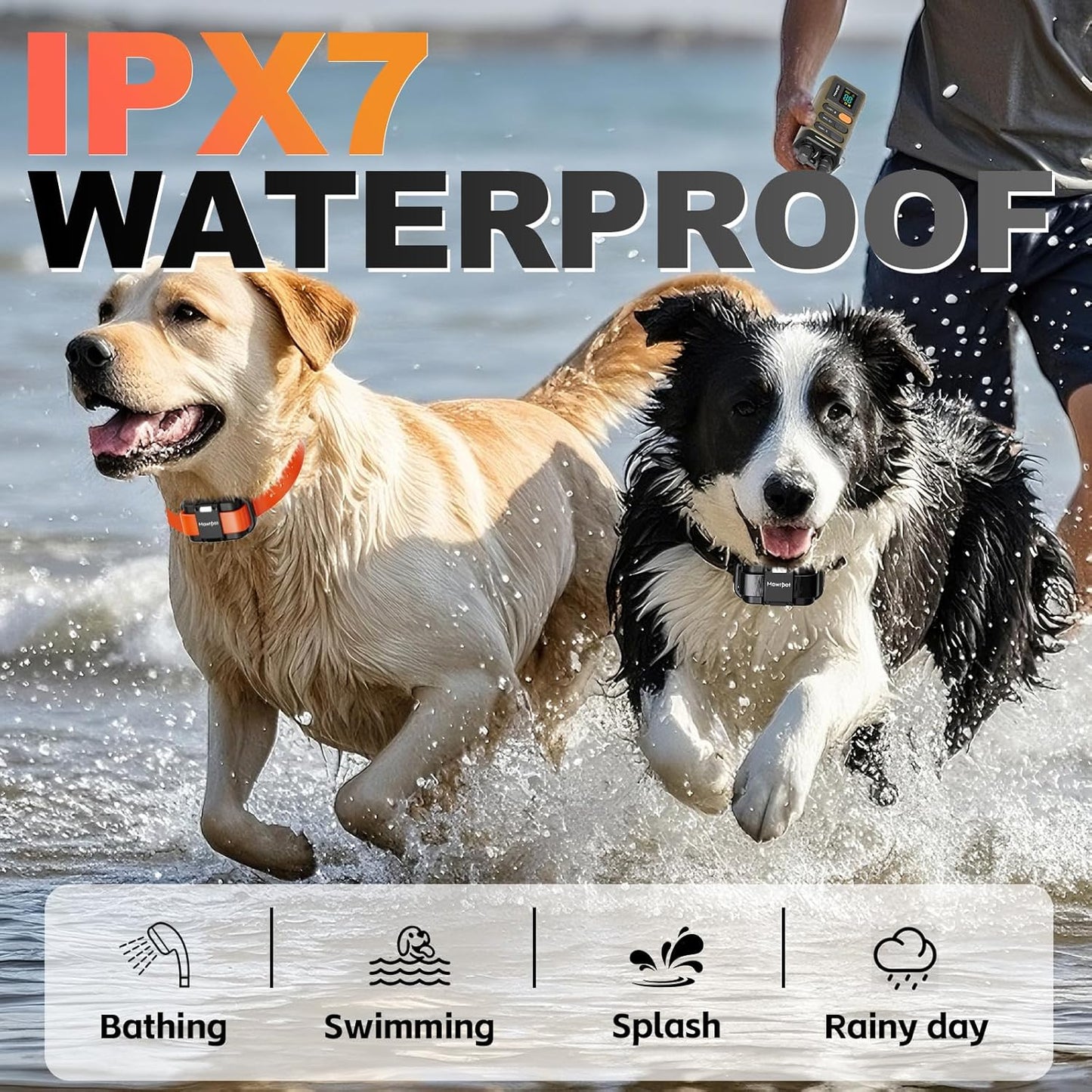 Dog Shock Collar 2 Dogs (15-120lb), 5200FT Range, IPX7 Waterproof, 4 Training Modes, Orange/Black