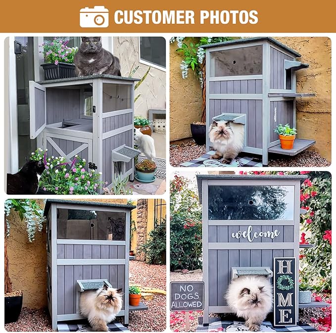 Feral Cat House Outdoor Waterproof Kitty Shelter for Winter,Cat Cage Perfect for Outdoor and Inddor Use,2-Story
