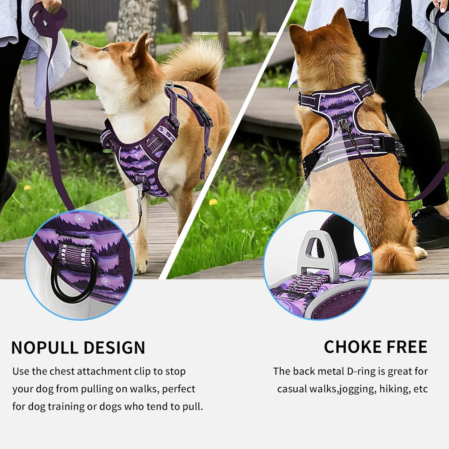 Timos Dog Harness,No-Pull Pet Harness Adjustable Soft Padded Dog Vest,Reflective No-Choke Pet Oxford Vest with Easy Control Handle for Medium Dogs,Moon Night,M