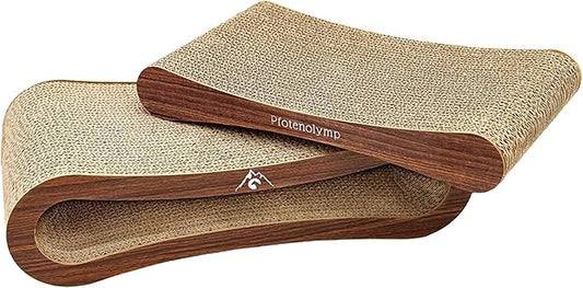 Premium Scratching Board/Scratch Lounge for Cats - Scratcher/Cat Scratching Pad - with Corrugated Board & Catnip - Cardboard Scratching Board