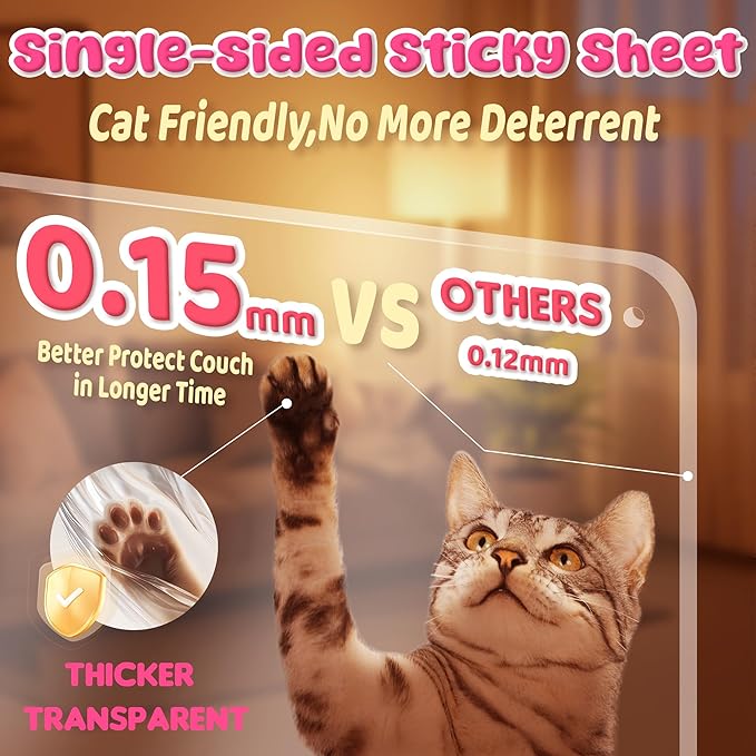 Cat Scratch Furniture Protector: 8 Pcs Couch Protectors Tape from Cats Claws Scratching Single Sided Clear Sticky Sheets Proof Clawing Sofa Corner Protection Cover Anti Scratch for Furniture