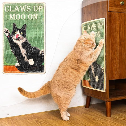 SOLDAY Cat Scratcher Mat for Floor Wall Carpet Couch Furniture, 22x13 inch Cat Scratching Posts Board, Anti Scratch Furniture Protector(Cow Cat)