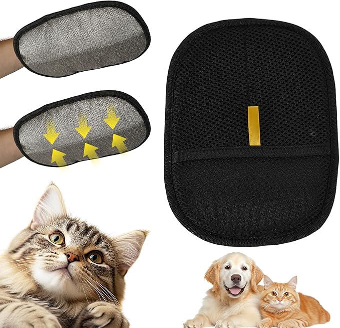 Pet Hair Remover Gloves for Cats & Dogs, Electrostatic Pet Hair Removal Gloves Brush for Pets Hair, Reusable Cats & Dogs Grooming Gloves for Hair Removal，Pet Hair Remover for Furniture