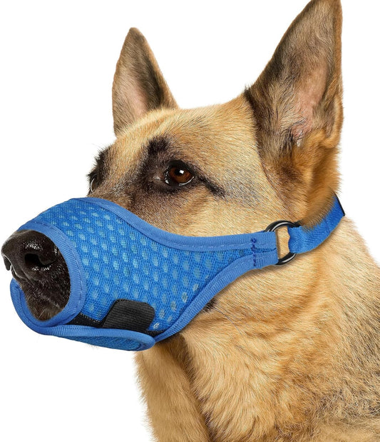 LUCKYPAW Soft Muzzle for Small Medium Sized Dogs, Dog Muzzle to Prevent Biting Chewing, Adjustable Breathable Mouth Guard for Grooming Walking Training(Blue, XS)
