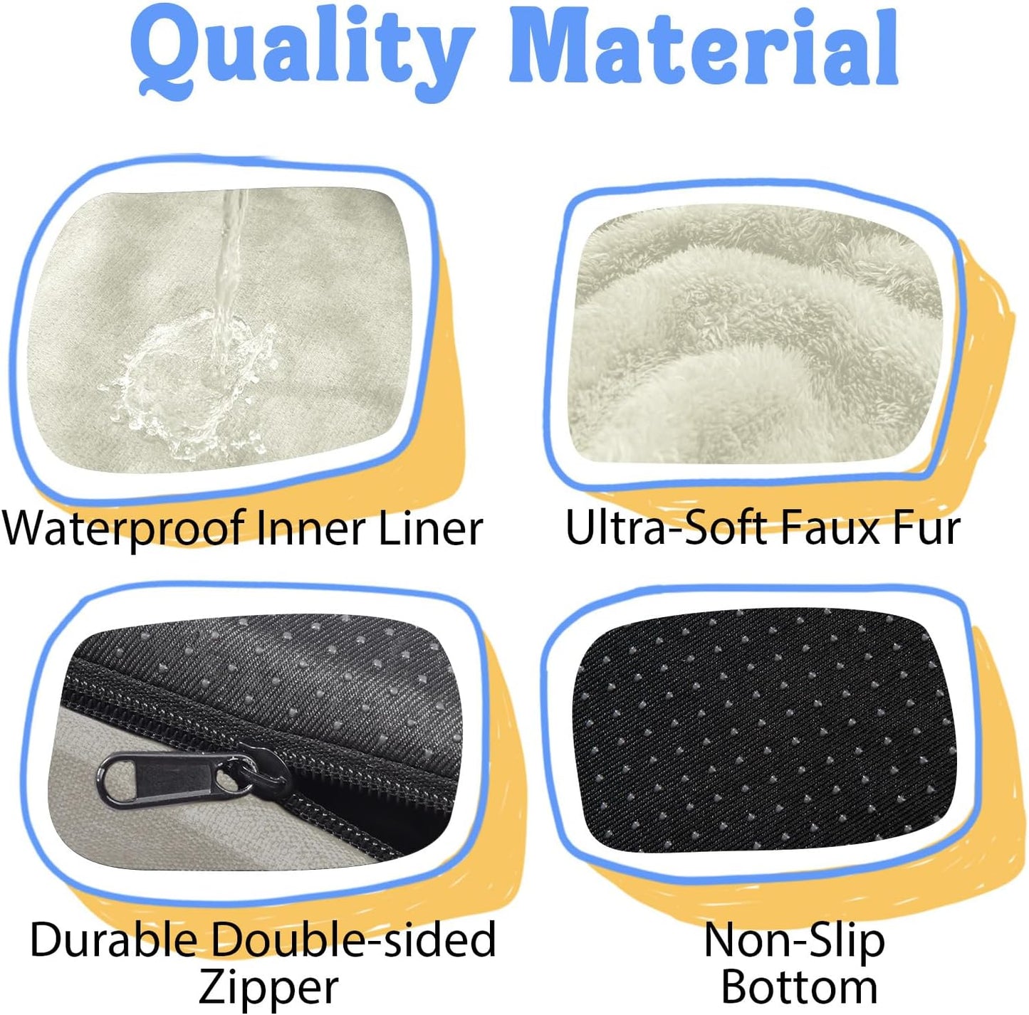 Washable Orthopedic Large Dog Bed - Extra Large Dog Beds with Bolsters Removable Orthopedic Foam Support Dogs Bed for XL Large Size Dogs with Waterproof Cover Non-Slip Bottom Pet Beds