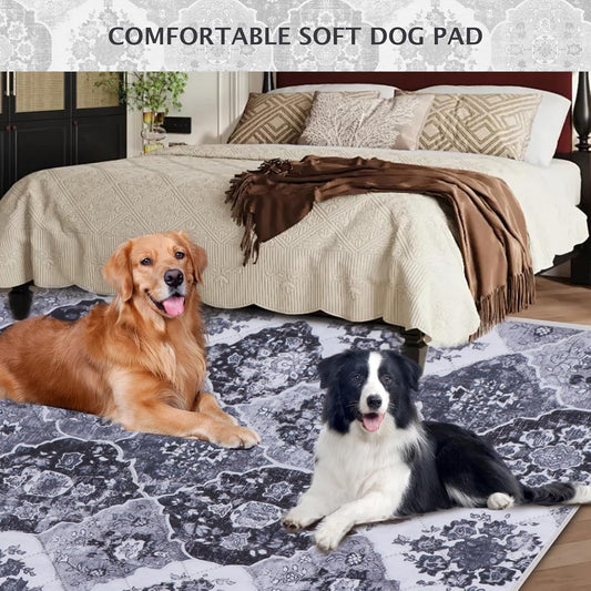 IEUUMLER Washable Pee Pads for Dogs, 2 Pack Reusable Pee Pads for Dogs Non-Slip Grip, Super Absorbent Waterproof Puppy Pads for Potty Training, Playpen, Crate, Whelping Box EU011 Black Grey, 36x31