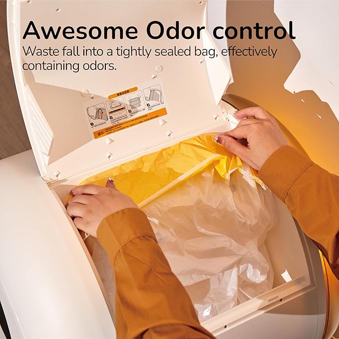 Self Cleaning Litter Box with APP - Automatic Cat Litter Box for All Your Cats, Odor Control, Spacious Interior and Large Wastes Bin Capacity,Includes 40 Litter Bags