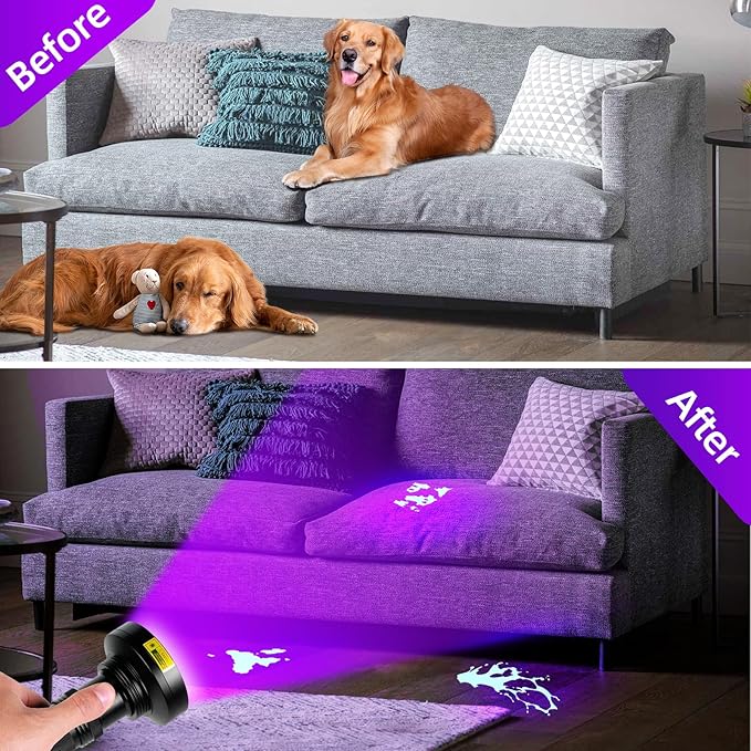 100 LED UV Black Light Flashlight (395nm) with Mini UV Pen Light(365nm) - Dual Wavelength Ultraviolet Light for Pet Urine Detection, Scorpion Hunting, Resin Curing, Counterfeit Money & Leak Detection