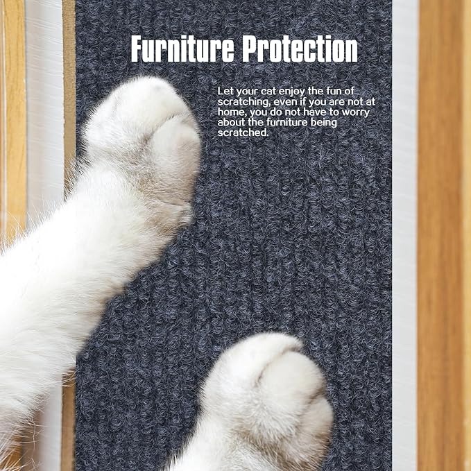 Cat Scratching Mat,Cat Scratch Furniture Protector, Trimmable Self-Adhesive Couch Protector,Carpet Replacement for Tree Shelves, Sofa and Scratching Post (78.7"x15.8",Dark Gray)