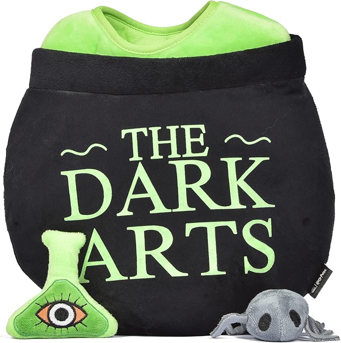 Harry Potter 10" Dark Arts Potion Burrow Toy Dog Toy Dark Arts Cauldron with Plush Removable Parts Dark Arts Cauldron, Potion, and Spider Toys for Dogs