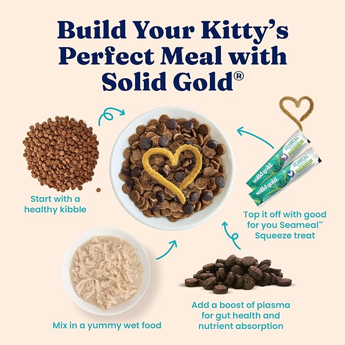 Solid Gold Wet Cat Food Shreds in Gravy - Healthy Canned Cat Food Made w/Real Chicken & Mackerel Shreds, Vitamins & Minerals - Grain Free & Gluten Free Canned Meals for Cats & Kittens - 24ct/3oz Can