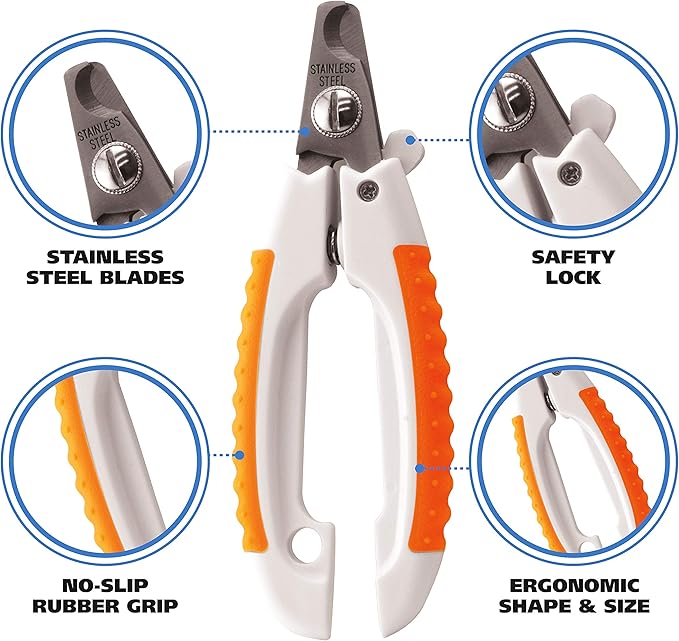 WAHL Pet Nail Clipper for Cutting Dog, Cat, & Animal Claws with Razor Sharp Stainless Steel Blades & Protective Safety Guard Locks for Safe Claw Care – Model 858448