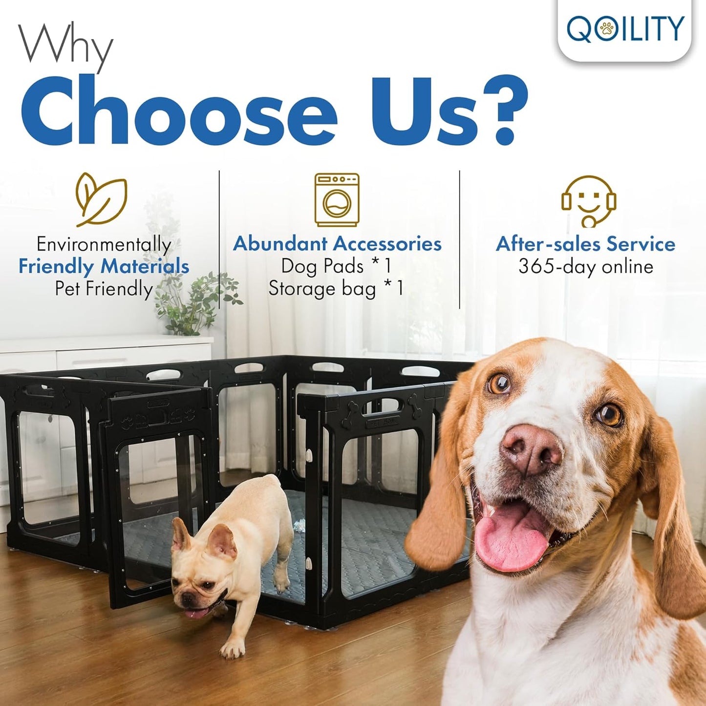 Clear Acrylic Dog Playpen Indoor, Effectively Relieves Indoor Pet Anxiety, 56" x 56" x 23.6"H, Suitable for Puppy and Dog, Black