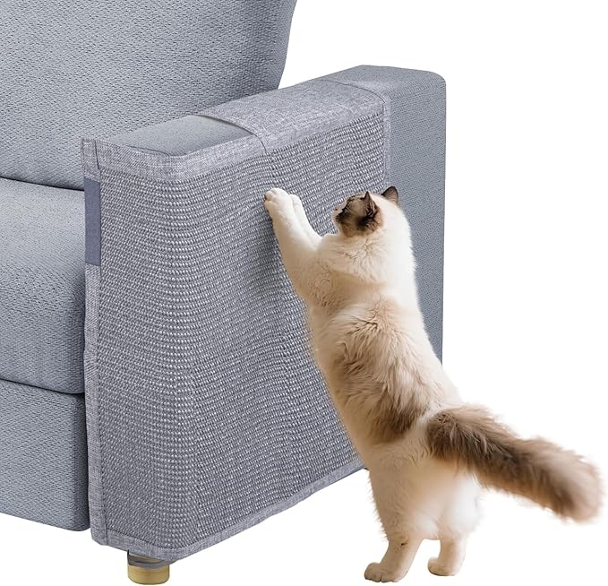 Cat Scratch Couch Protector with Natural Sisal for Protecting Couch Sofa Chair Furniture19.7’’H*23.6’’W(Smoke Gray,Left Hand)