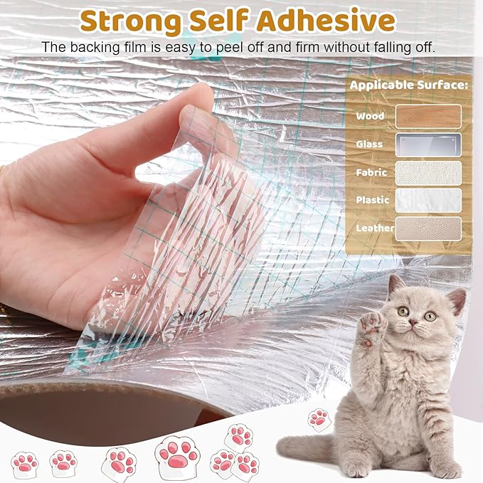 Cat Scratching Mat Self-Adhesive, 78.7"x15.8" Trimmable Cat Scratch Furniture Protector, Durable Cat Scratch Pad for Couches, Cat Trees, Walls, Easy to Install for Cat Owners
