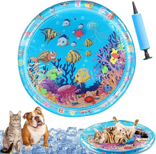Pet Water Bed, 2025 New 40in Large Dog Water Bed, Thickened Cat Water Mat with Fish, Water Sensory Play Mat for Cats, Durable & Easy-Clean Playmat, Suitable for Indoor Pets